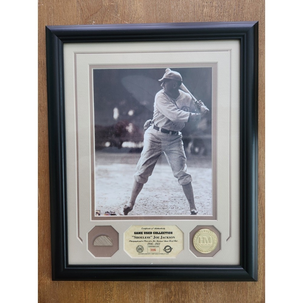 Shoelees Joe Jackson 8x10  Highland Mint Game Used Bat photo.